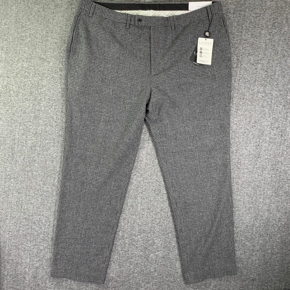 Ralph Lauren Ultraflex Wool Pants Men 44x31 Norton Stretch Glen Check Gray NEW